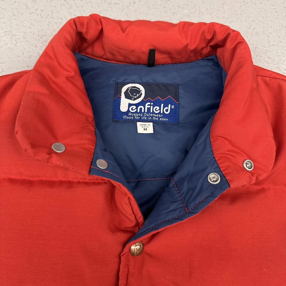 Vintage Penfield Vest Mens Medium Red Down Puffer Made USA Outdoors 80s - Image 2 of 4