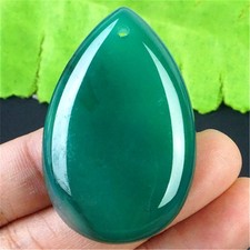 GV49079 46x30x7mm Rayas Verdes/Blancas Ágata Lágrima Colgante Cuentas