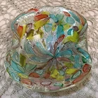 🏺 VTG Murano Art Glass Hand Blown Confetti Aventurine Sparkles Bowl 1960’s