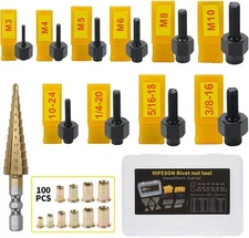 HIFESON Rivet Nut Tool,Hand Nuts Riveter,Rivnut Tool with Steel Set 