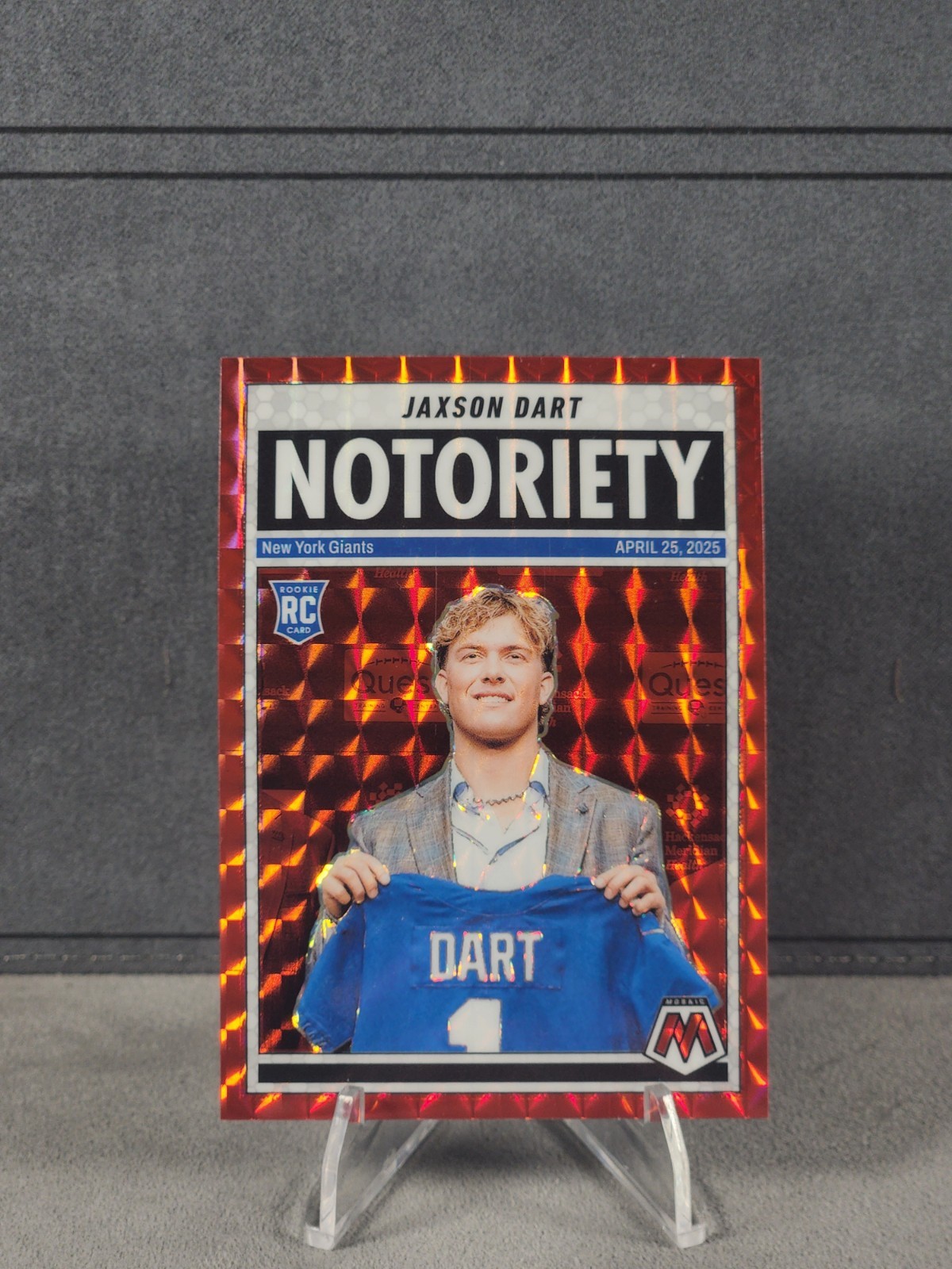 2025 Panini Mosaic - Notoriety Jaxson Dart #11 Red Mosaic Prizm (RC)