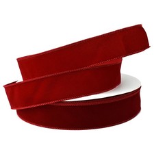 Outdoor Christmas Velvet Wired Ribbon, 1-1/2-inch, 50-yard, Medium Red