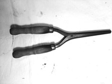 Vintage Antique Curling Iron with Wood Charred Handles 8" 100 yrs old