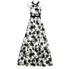 Y2K Cut Out Maxi Halter Dress Womens 0 Moody Floral Dark Fairy Wedding Guest