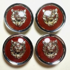 4 Jaguar S-type - Wheel Center Caps - Vintage - Maroon Gold Cat Chrome Ring 4 Jaguar S-type - Wheel Center Caps - Vintage - Maroon Gold Cat Chrome Ring
