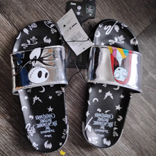 Disney Nightmare Before Christmas Metallic Slide Sandals Size 9 Jack Sally New