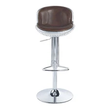 Vintage Industrial Swivel Stool – Brown Leather & Aluminum