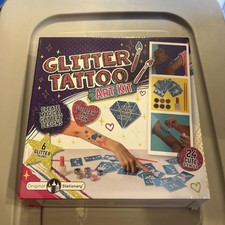 Glitter Tattoo Kit for Kids - 24 Stencils, 2 Glue, 5 Brushes, Halloween Fun