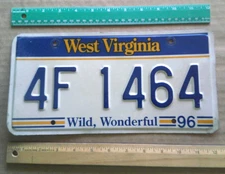 License Plate, West Virginia, Wild, Wonderful, 1996, 4F 1464