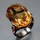 Jewelry 21 ct Natural Citrine Quartz Ring 925 Sterling Silver Size 7.5 /R470326