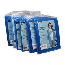 6 PACK Reusable Kids Raincoat Rain Poncho Jacket Slicker for Boys Girls BLUE