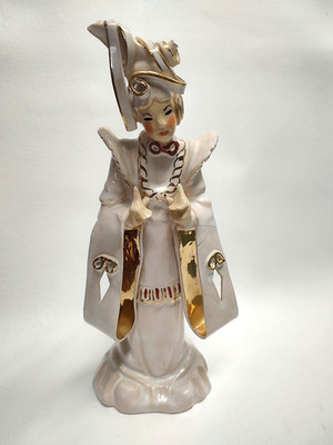 1940s MEM Ceramics Marguerite E Mitchell M.E.M Figurine Oriental Lady Gold Trim