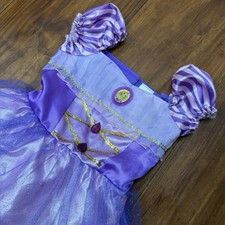 Disney Princess Girls S 4-6 Purple Dress Costume Glitter Puffed Sleeves