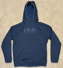 Huk Performance Fishing Mens Blue Hoodie Pullover Sweatshirt Blue Large L