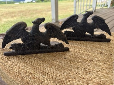 VIRGINIA METAL CRAFTERS  BLACK CAST IRON SPREAD EAGLE BOOKENDS COPYRIGHT 1952