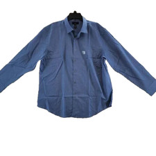 ALFANI Slim Fit Stripe Dress Shirt Men's Navy Light Blue Long Sleeve,M 14/14.5