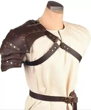 Leather Larp Pauldrons Armor Medieval and Shoulder Cosplay Set Pauldron Harness