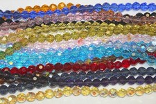 Glass Beads - 8 mm- Round Faceted -32 Facets- Five 5 Strands About 250 Beads 