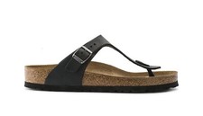  845251 Birkenstock Womens Gizeh Oiled Leather Black Sandals NEW 