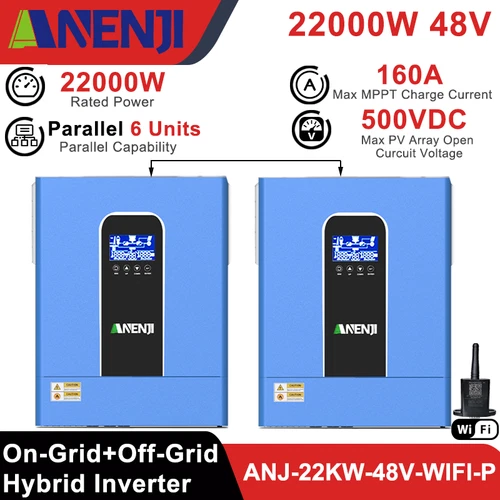 22000W Solar Wechselrichter On+Off Grid Hybrid 2MPPT 160A 230V 48V 500V Parallel
