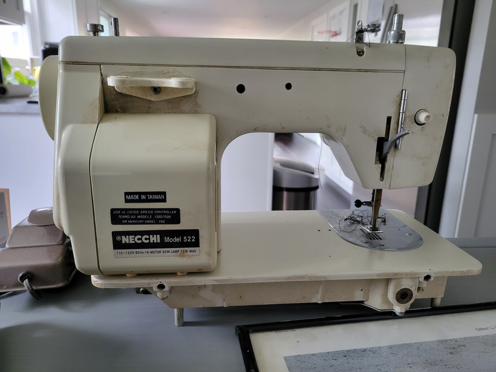 Necchi Model 522 Sewing Machine w/Foot Pedal, Power Supply Cord eBay
