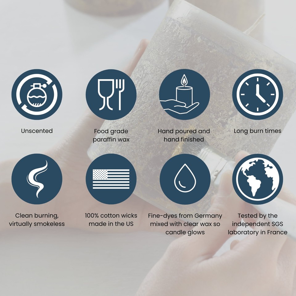 6" Crystal Blue Timber Pillar Candle ,Scentless, CleanBurning eBay