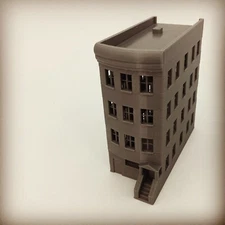 20th Century Brownstone 4 Story Building - N Scale 1:160 - 3D PRINTED Model USA