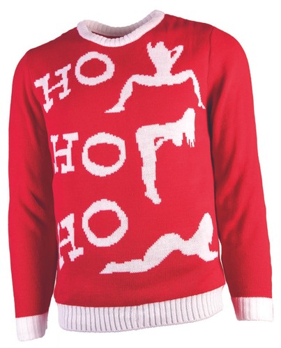 Naughty Ho Ho Ho Knitted Ugly Christmas 