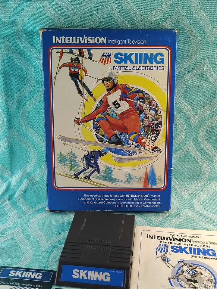 Skiing Intellivision Mattel 1980 Complete In Box W/ Inlays & Manual Playbook - Image 2 of 4