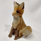 Vintage Japanese Fox Figure 3" fiber fur souvenir animal figurine 1950s Japan