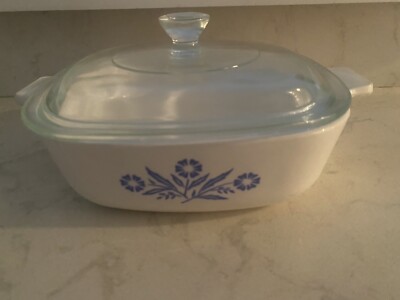 Corningware 1 Qt Blue Cornflower Casserole Dish Early 1960 s Blue Stamp W/lid