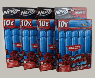NERF Mega XL Dart Refills Blue 4 Packs of 10 Each = 40 Whistling New Darts    D4