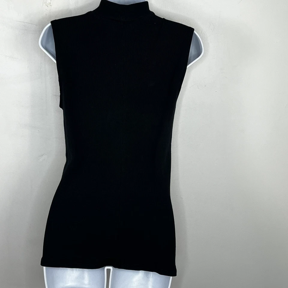 Top magaschoni para mujer talla M negro acanalado cuello falso sin mangas elástico Foto 2 de 4