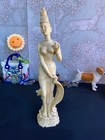 Vintage Resin Asian Hind Goddess Manasa with Cobra Snake & Lion  12” tall