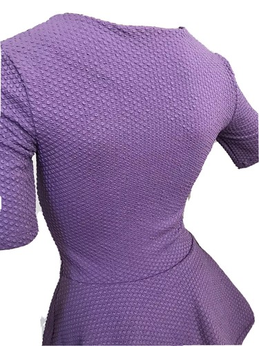 H&M TREND PURPLE TEXTURED PEPLUM TOP UK 14 US 10 MEDIUM BNWT PARTY RETRO 50s 80s - Picture 9 of 9