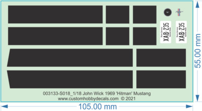 John Wick 1969 'Hitman' Mustang - 1/18 1/25 1/32 1/43 1/64 - Water ...