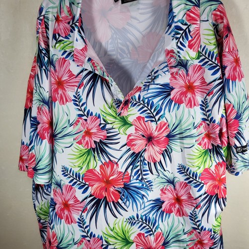 Greenside Golf Polo Shirt Mens XXL Golf Blue Maldives Floral Print Excellent Con - Picture 2 of 5