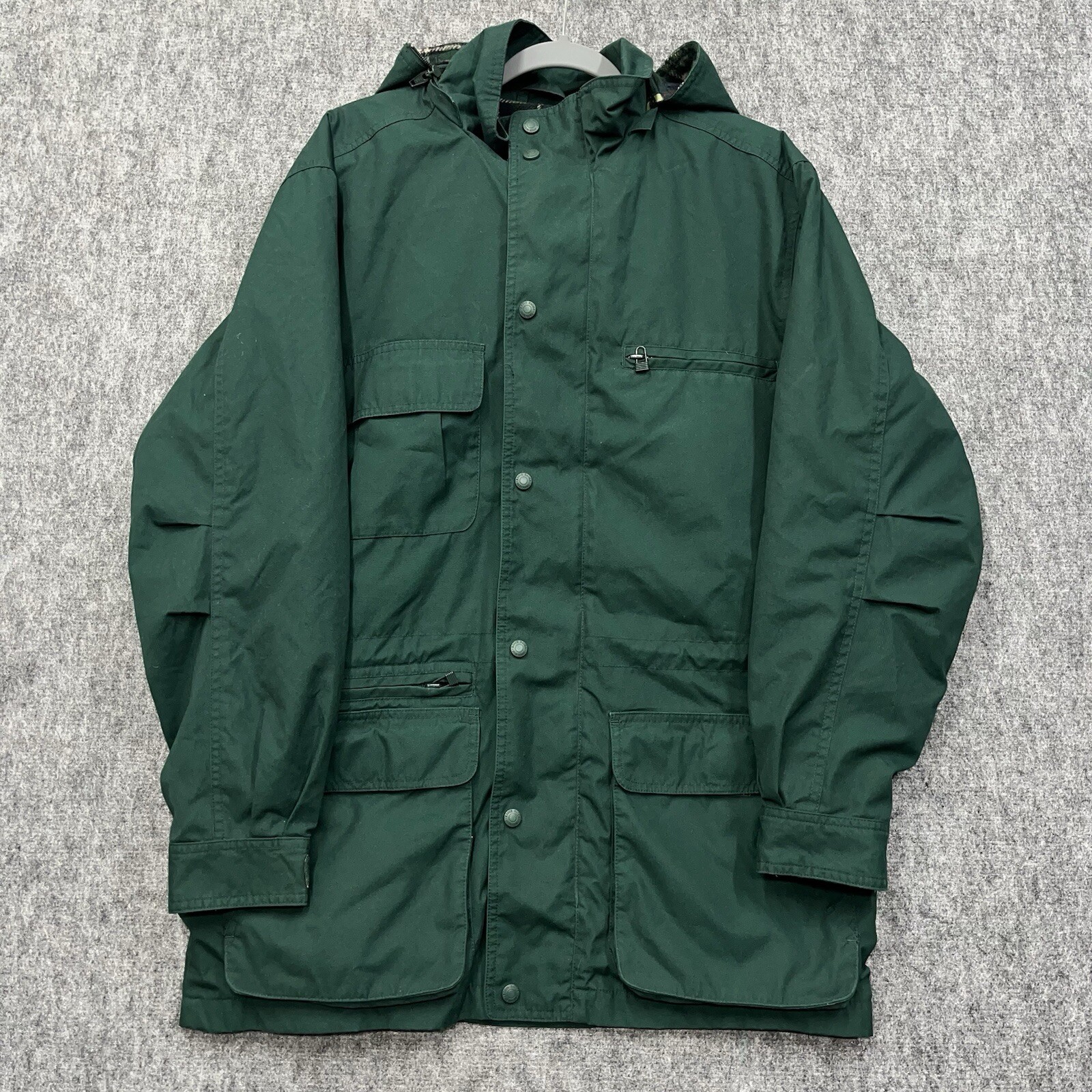 Vtg Eddie Bauer Jacket Mens Small Green Parka Wool Lined Removable Hood Utility