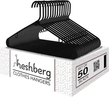 Plastic Hooks Hangers Space Saving Tubular Clothes 9x16, Black 