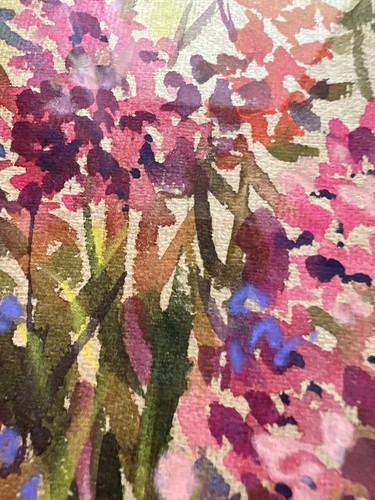 Orig. Gemälde Bilderrahmen vintage Landhaus Blumen Holzrahmen Aquarelle Kunst - Bild 3 von 3