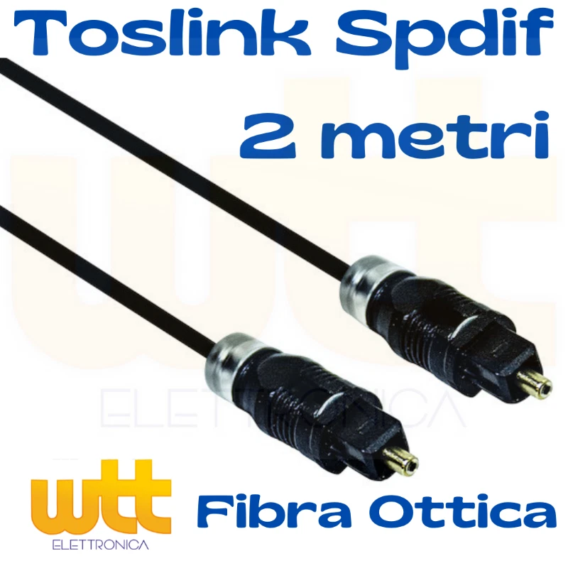 WTTELETTRONICA CAVO OTTICO DIGITALE AUDIO TOSLINK CAVETTO FIBRA OTTICA SPINA/SPINA 2m