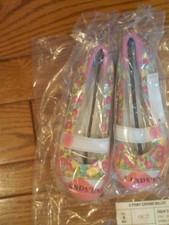 NEW GIRLS LADIES LANDS END MARY JANE PINK FLOWER CANVAS CASUAL SHOES CUTE SZ 67