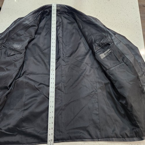 J. FERRAR 100% Super Soft Leather Mens LG Large BLAZER Jacket BLACK 3 Button - Picture 12 of 19