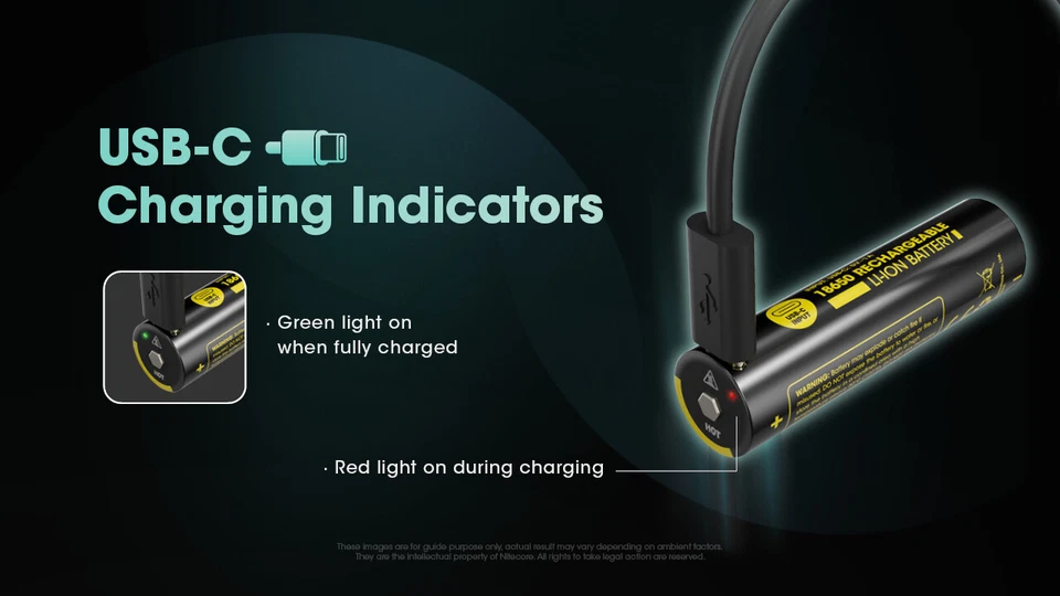 Nitecore NL1836R, 3600mAh USB-C Rechargeable Li-Ion Battery - Image 3 of 4