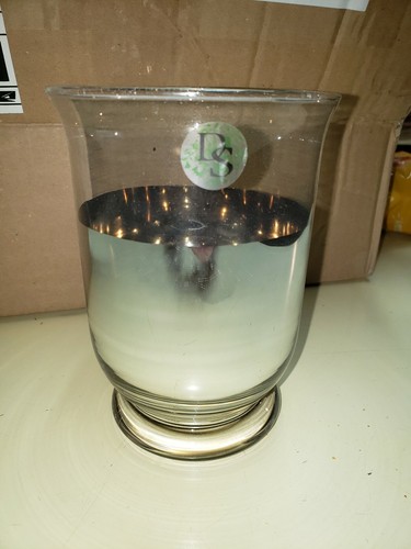 DAVID ORECK Hurricane Clear & Silver Lamp Candle Holder Glass 6" Decor Elegant - Picture 7 of 8