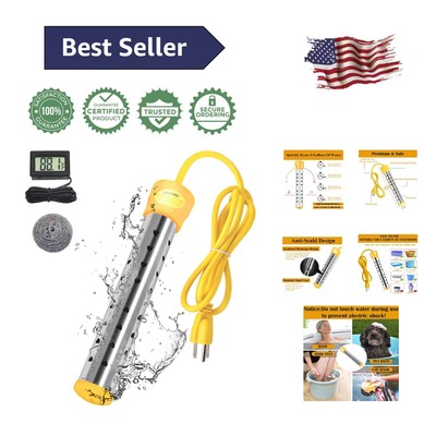 Intelligent Temperature Control 1500W Immersion Heater - Fast 5 Gallon Heating