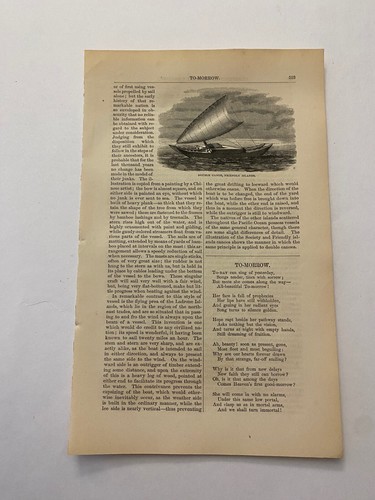 Double Canoe with Sail Friendly Islands Tonga Pacific Islands c. 1872 Print (A)