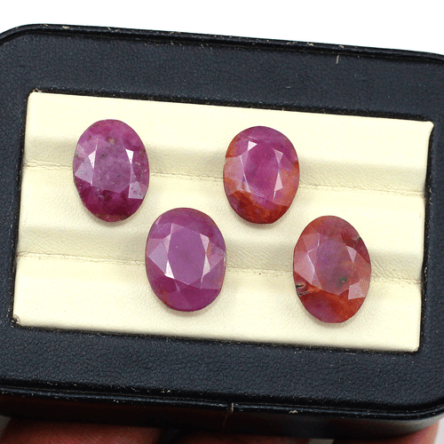 4 Pcs Natural African Ruby Untreated 14.7mm-15.7mm Oval Cut Loose Gemstones Lot - Picture 5 of 17