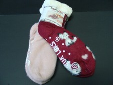 New MUK LUKS Women's Cabin Socks Size L/XL 8-10 Slipper Non-Skid Lined Fox Pink