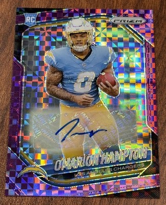 2025 Prizm Omarion Hampton Purple Power Auto /49 RC #355 Chargers Rookie